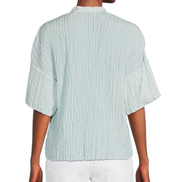 $325 VINCE Crushed Silk Top Blouse | Womens Size L, Sky Blue NEW! - Picture 2 of 8